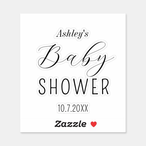 Baby Shower Minimalist Calligraphy Sticker