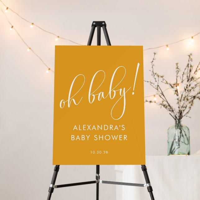 Baby Shower Minimalist Marigold Welcome Sign (In Situ (Stand))
