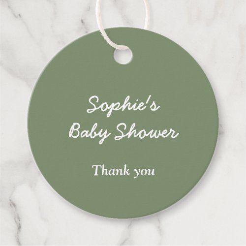 Baby Shower Minimalist Sage Green Favor Tags