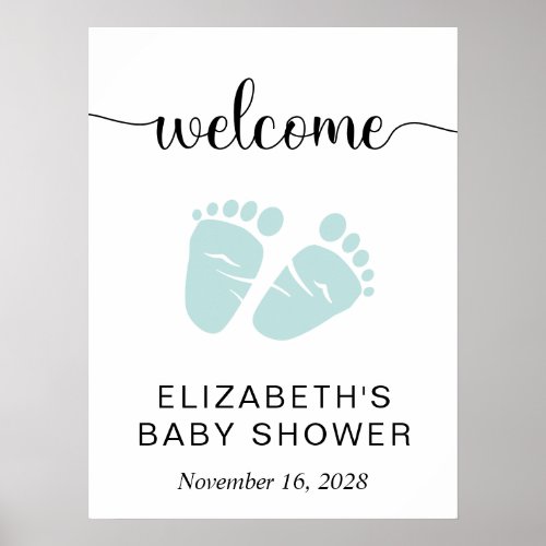 Baby Shower Mint Feet Welcome Sign