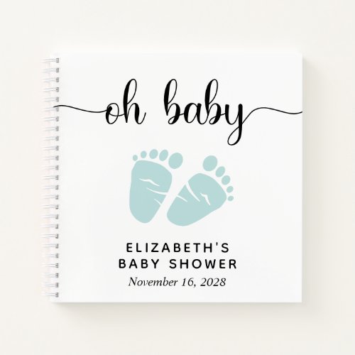 Baby Shower Mint Green Baby Feet Guest Book