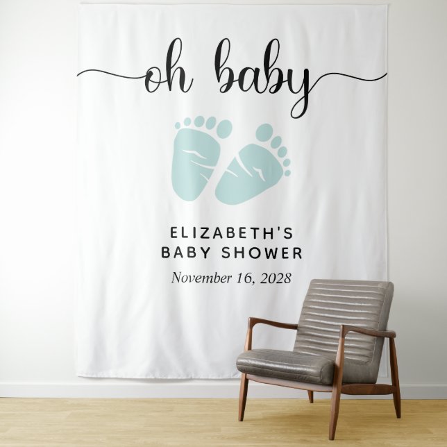 Baby Shower Mint Green Baby Photo Booth Backdrop (In Situ)
