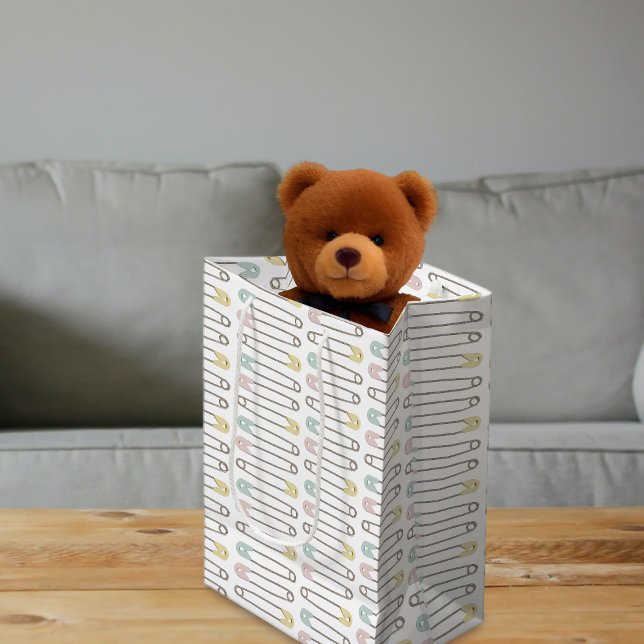 Baby Shower Modern Diaper Pin Pattern Gift Bag (A cute gift bag for all your Baby shower needs)