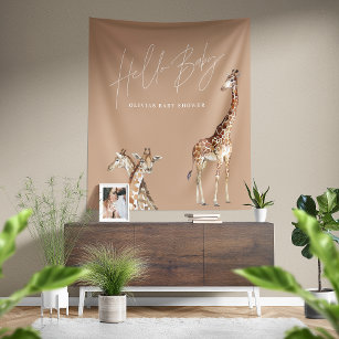 Baby shower modern giraffe elegant typography tape tapestry