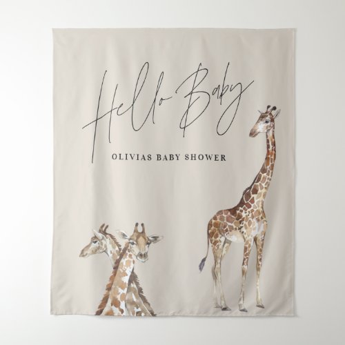 Baby shower modern giraffe elegant typography tape tapestry