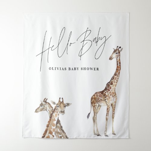 Baby shower modern giraffe elegant typography tapestry