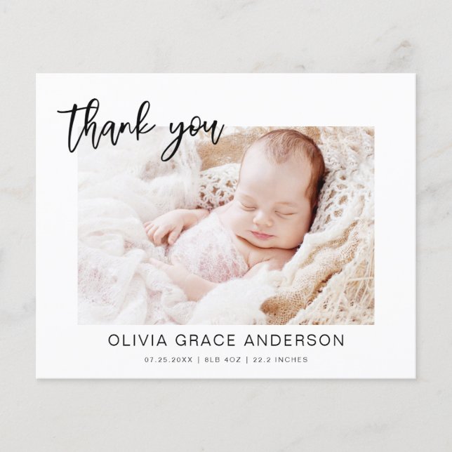 Baby Shower Modern Minimalist Thank You Cards (Front)
