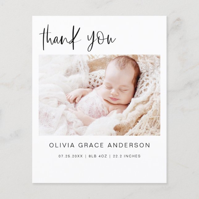 Baby Shower Modern Minimalist Thank You Cards (Front)