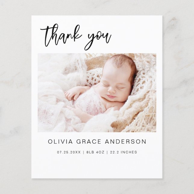 Baby Shower Modern Minimalist Thank You Cards Flyer (Front)