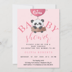 Baby Shower modern panda balloon cute simple cool Invitation