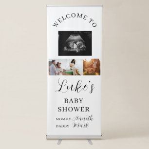 Baby Shower Modern Photo Collage Welcome Retractable Banner