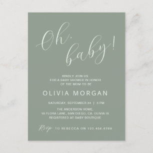 Baby Shower Modern Sage Green Elegant Invitation