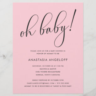 Baby Shower Modern Script  Blush Baby Shower  Flyer
