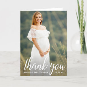 Baby Shower Modern Script Thank You Photo Fold