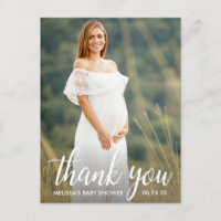 Baby Shower Modern Script Thank You Photo Postcard