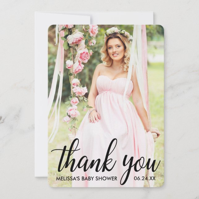 Baby Shower Modern Thank You Photo Card R (Front)