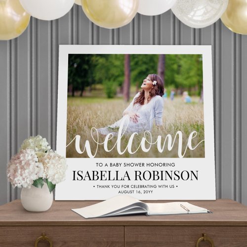 Baby Shower Modern Trendy Script and Photo Welcome Foam Board