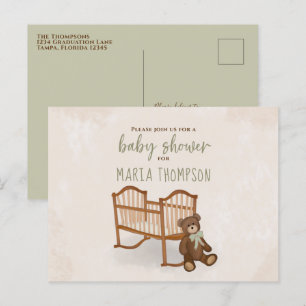 Baby Shower Modern Watercolor Stuffed Animal Postcard