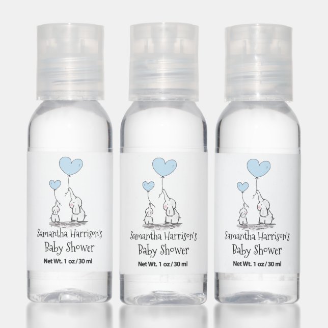Baby Shower Mom And Baby Elephant Boy Blue Hand Sanitizer (Set)