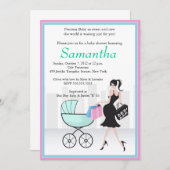Baby Shower Mom to be with Carriage Invitation (Front/Back)