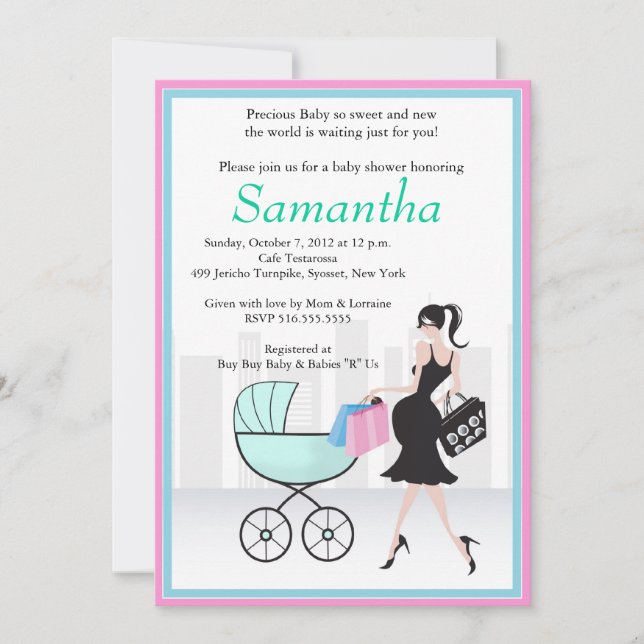 Baby Shower Mom to be with Carriage Invitation (Front)
