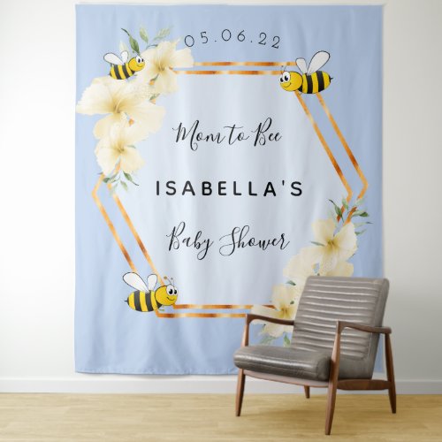 Baby Shower mom to bee  bumble bees blue boy Tapestry