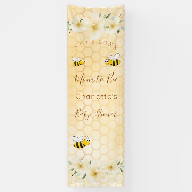 Baby Shower mom to bee bumble bees honeycomb Banner (Vertical)