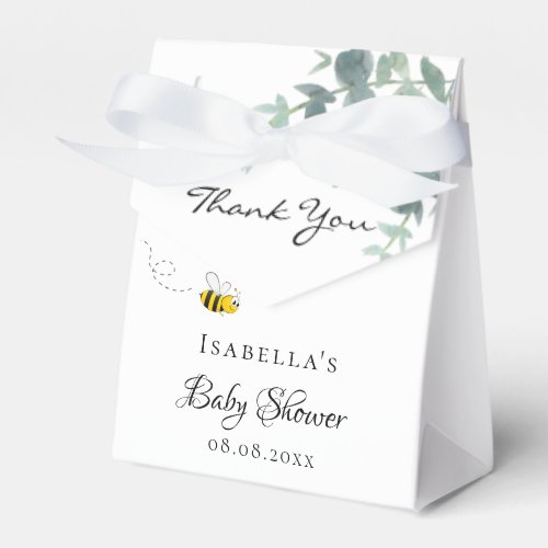 Baby shower mom to bee cute eucalyptus thank you favor boxes