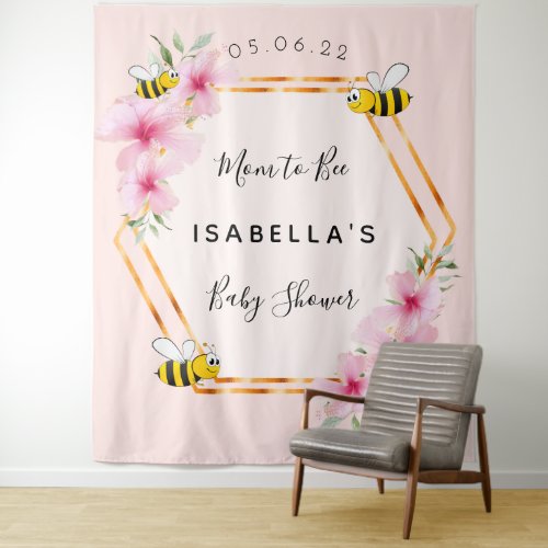 Baby Shower mom to bee pink florals girl Tapestry