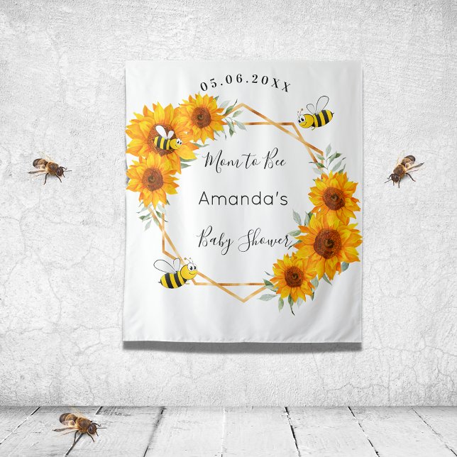 Baby Shower Mom to bee sunflowers gender neutral  Tapestry (Creator Uploaded)