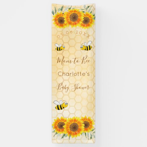 Baby Shower mom to bee sunflowers yellow honeycomb Banner