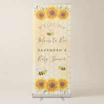 Baby Shower mom to bee sunflowers yellow honeycomb Retractable Banner