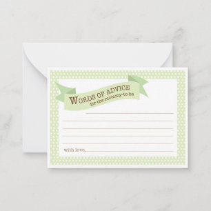 Baby Shower Mommy Advice Card   Green