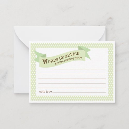 Baby Shower Mommy Advice Card | Green Business Card Template