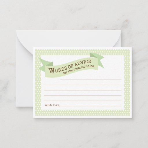 Customizable Baby Shower Mommy Advice Card | Green Business Card Template
