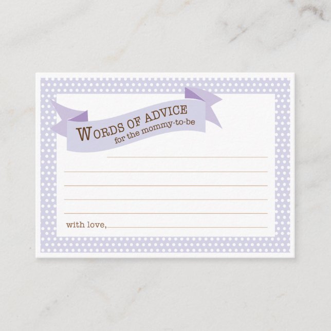 Baby Shower Mommy Advice Card | Purple (Front)