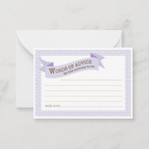 Baby Shower Mommy Advice Card   Purple