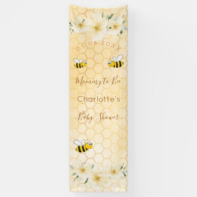 Baby Shower mommy to bee bumble bees honeycomb Banner (Vertical)