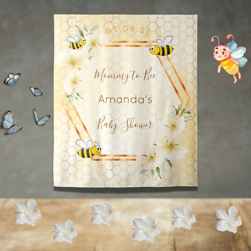 Baby Shower mommy to bee bumble bees honeycomb Tapestry