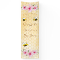 Baby Shower mommy to bee pink yellow honeycomb Banner
