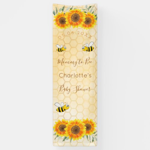 Baby Shower mommy to bee sunflowers honeycomb Banner