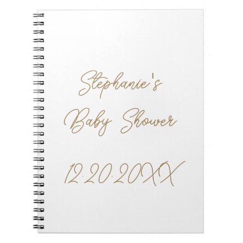 Baby Shower Monograms Elegant Gold Script Guest Notebook