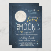 Baby Shower Moon and Stars Boy Blue Baby Shower Invitation (Front/Back)