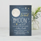 Baby Shower Moon and Stars Boy Blue Baby Shower Invitation (Standing Front)