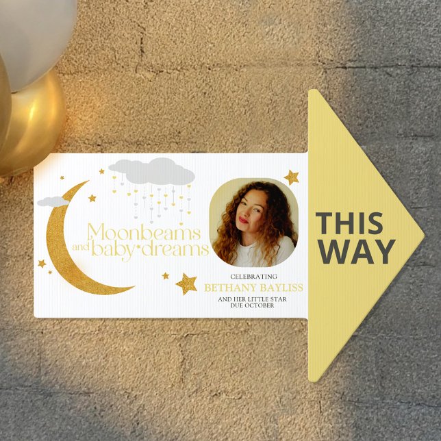 Baby shower moonbeam dreams photo yellow direction sign (Creator Uploaded)