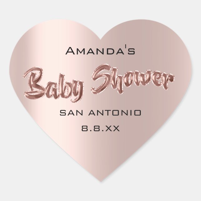 Baby Shower Name Balloons Rose Wedding Heart Sticker (Front)
