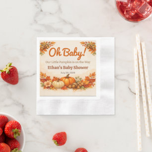 Baby Shower Napkin Fall Pumpkin Woodland