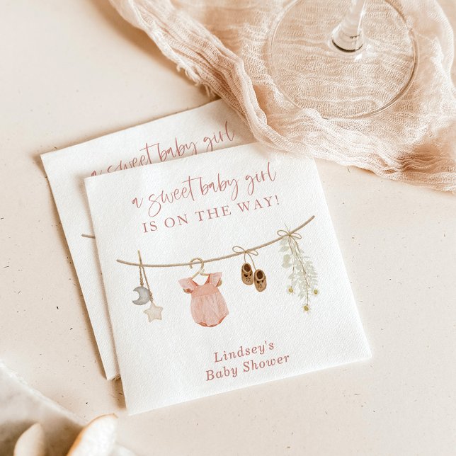 Baby Shower Napkins, Boho Pink Girl Baby Shower Napkins (Creator Uploaded)