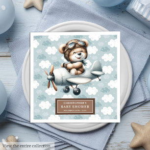 Baby Shower Napkins Teddy Bear Pilot Party Decor