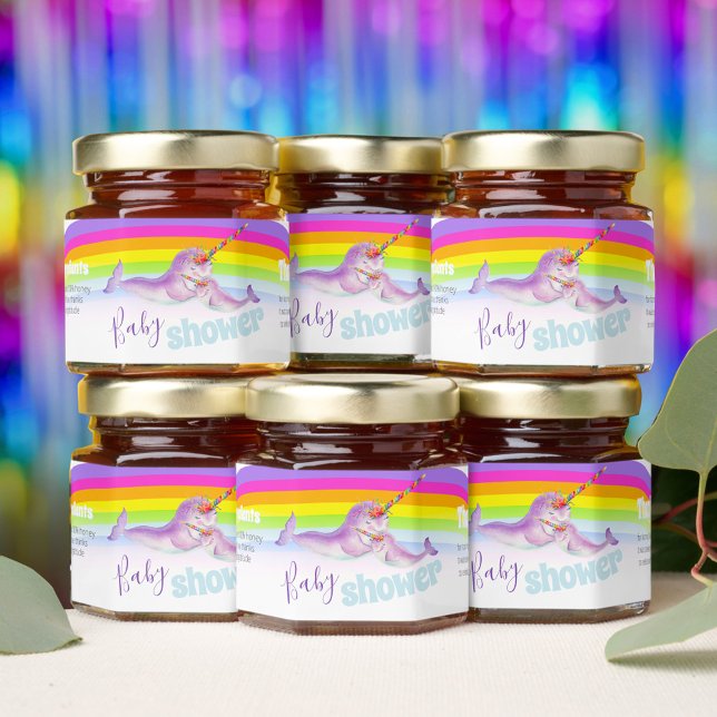 Baby shower narwhal  thank you honey jar favors (Creator Uploaded)
